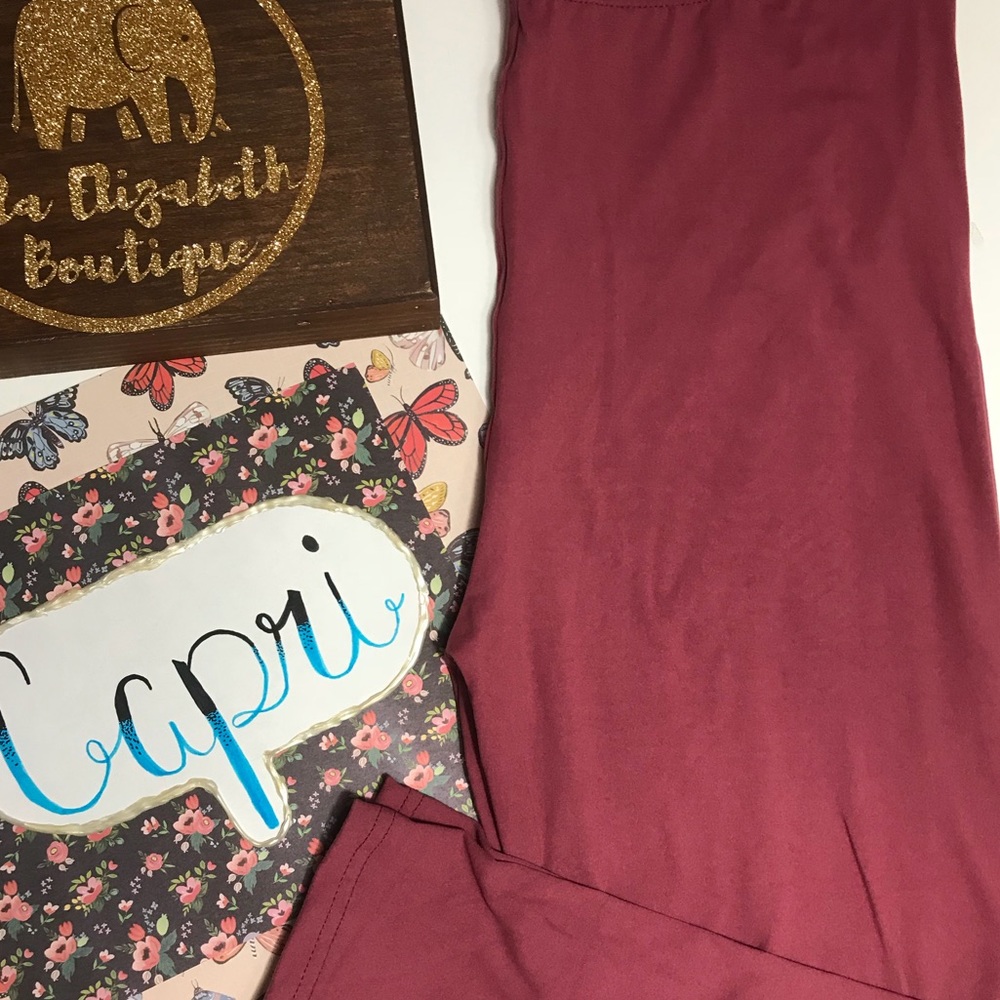 Dark Mauve Soft Capris Leggings OS TC NWT